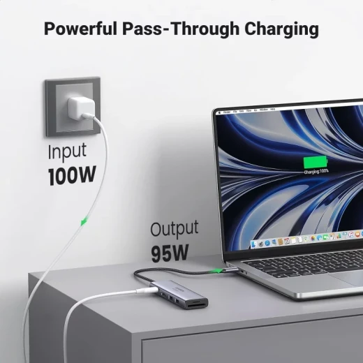 محول يو جرين 6 في 1 بمنفذ USB-C، منفذ HDMI بدقة 4K 60 هرتز، USB 3.0، قارئ بطاقات SD/TF لأجهزة MacBook Pro Air و iPhone 15 Pro - يوجرين - Image 3